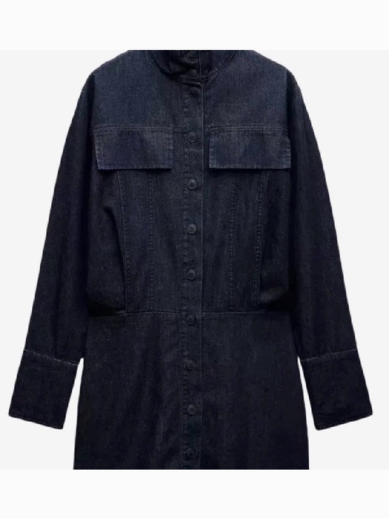 Zara Jackets & Blazers - ZARA Dark Indigo Long Smocked Back Denim Jacket! 🌌